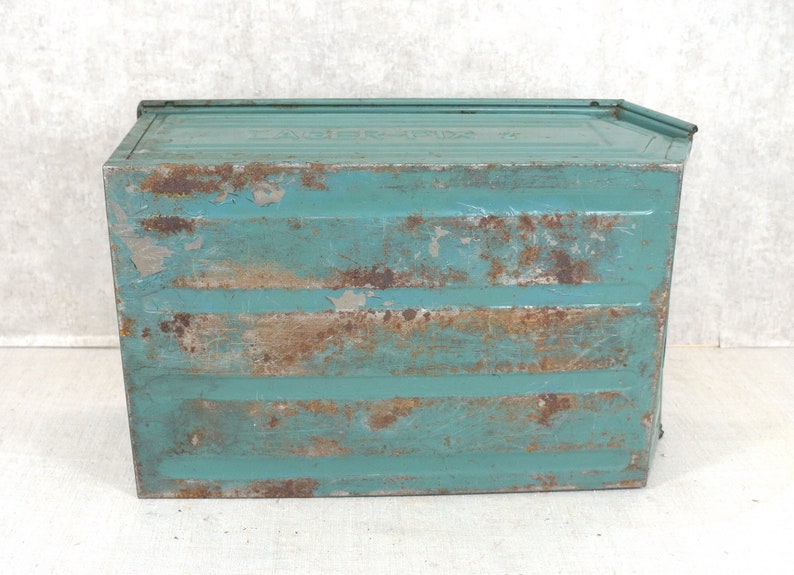 LAGER-FIX, Lagerfix, metal box, box, tool box, stacking box, green industrial, loft Schäfer box shabby chic image 6