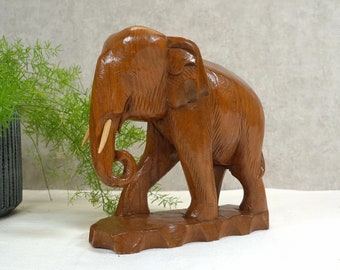 Elefant aus Holz, Hartholz 24 cm - 60er Jahre - Kult