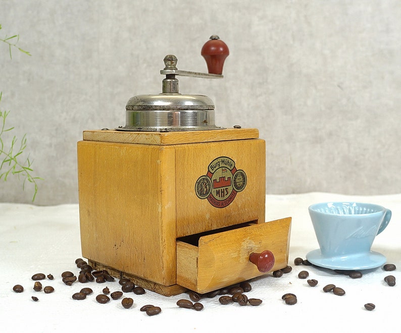 alte Kaffeemühle, Mokkamühle, coffee grinder Burg-Mühle, MHS 40er Jahre Bild 3