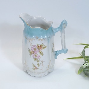 Vintage jug, milk jug, jug - richly decorated - with floral decoration and gold rim