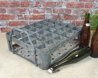 Ancien Panier Casier à Bouteille Métallique - Porte Bouteilles Vintage - Design XXème