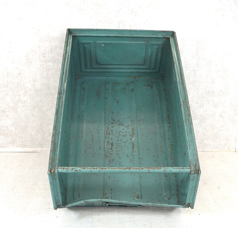 LAGER-FIX, Lagerfix, metal box, box, tool box, stacking box, green industrial, loft Schäfer box shabby chic image 7
