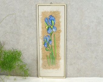 Original Aquarell 'Iris' - Bild, gerahmt - signiert 'MB' - 60er Jahre