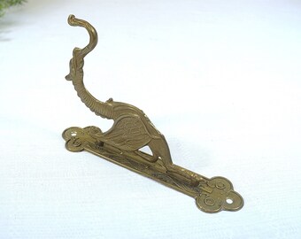 Vintage brass hooks, coat hooks, wardrobe hooks - dragon, mythical creature - 70s