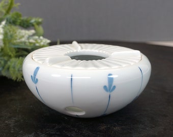 Porcelain tea warmer, tea warmer, food warmer, table warmer - hand-painted - white-blue