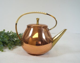 Tea kettle, teapot - copper with brass - 60s