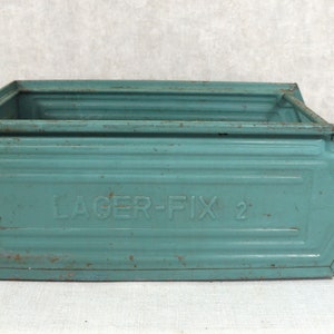 LAGER-FIX, Lagerfix, metal box, box, tool box, stacking box, green industrial, loft Schäfer box shabby chic image 5