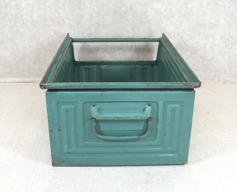 LAGER-FIX, Lagerfix, metal box, box, tool box, stacking box, green industrial, loft Schäfer box shabby chic image 4