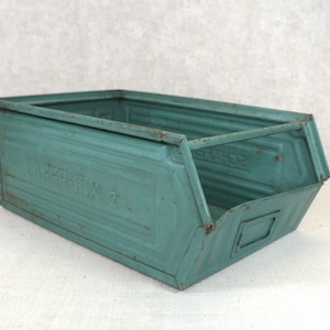 LAGER-FIX, Lagerfix, metal box, box, tool box, stacking box, green industrial, loft Schäfer box shabby chic image 1
