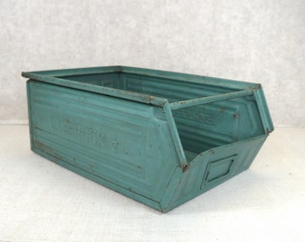 LAGER-FIX, Lagerfix, metal box, box, tool box, stacking box, green - industrial, loft - Schäfer box - shabby chic