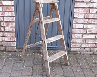 small old ladder, wooden ladder, painter's ladder, step ladder - 3 steps