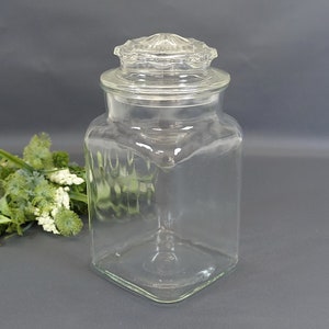 schönes altes Glas, Bonbonglas, Maggi Glas, Vorratsglas mit Deckel - eckig - 40er/ 50er Jahre