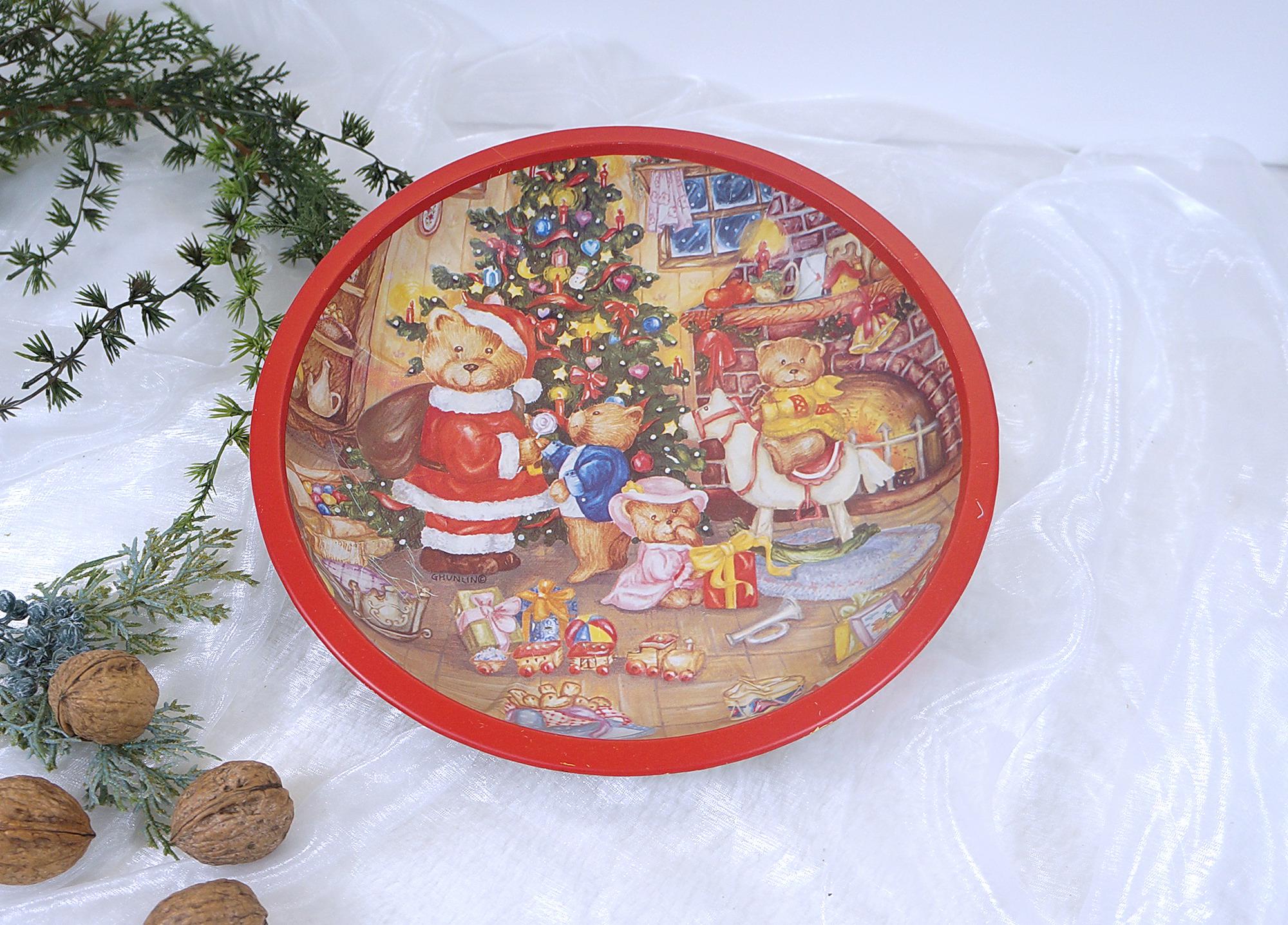 Weihnachtsteller aus Blech ~ Blechteller ~ Weihnachtsdeko ~ Bunter Teller