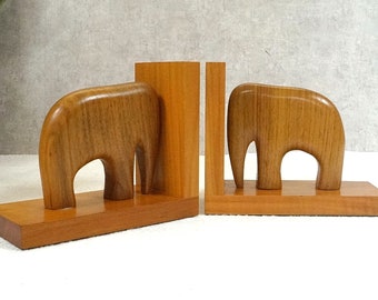 2 dekorative Buchstützen, Holz Elefanten - danish Design - Vintage - Deko - Geschenk