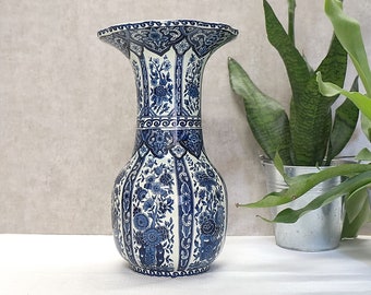 stilvolle Keramik Vase aus den 60er Jahren - BOCH DELFT BLAU - Royal Sphinx - made by Boch Belgium