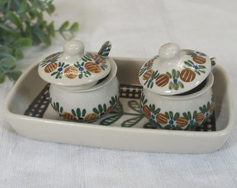 Vintage Menage, Senftöpfen - Keramik - mit Löffel - 80er Jahre