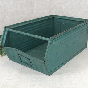 LAGER-FIX, Lagerfix, metal box, box, tool box, stacking box, green industrial, loft Schäfer box shabby chic image 2