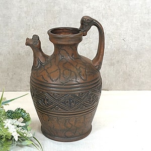 Vintage - seltene Jasba Vase Nr. 5005-28 - Keramikkrug - Huhn Giraffe - Kopf - West Deutschland - 70er Jahre