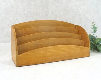 Letter tray, wooden desk set - 80s