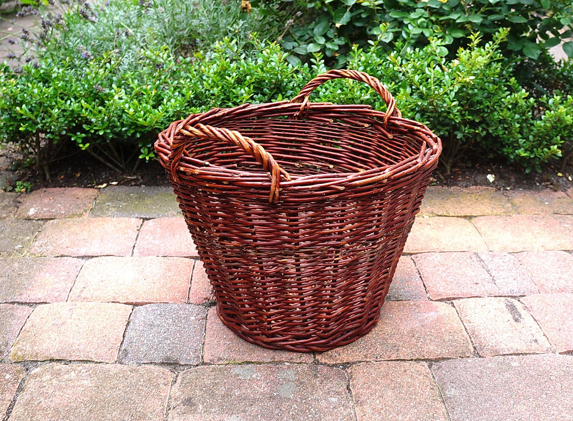 Rustikaler Weiden-Gartenkorb Mit Sackleinen-Futter – 2 Größen (M & L)