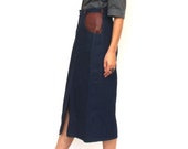 Vintage Denim Pencil Skirt Jean Knee Length Skirt M L