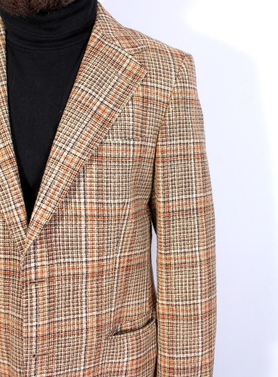 Vintage Evening Cocktail Men Blazer Checkered Formal Party Wedding Jacket XS S