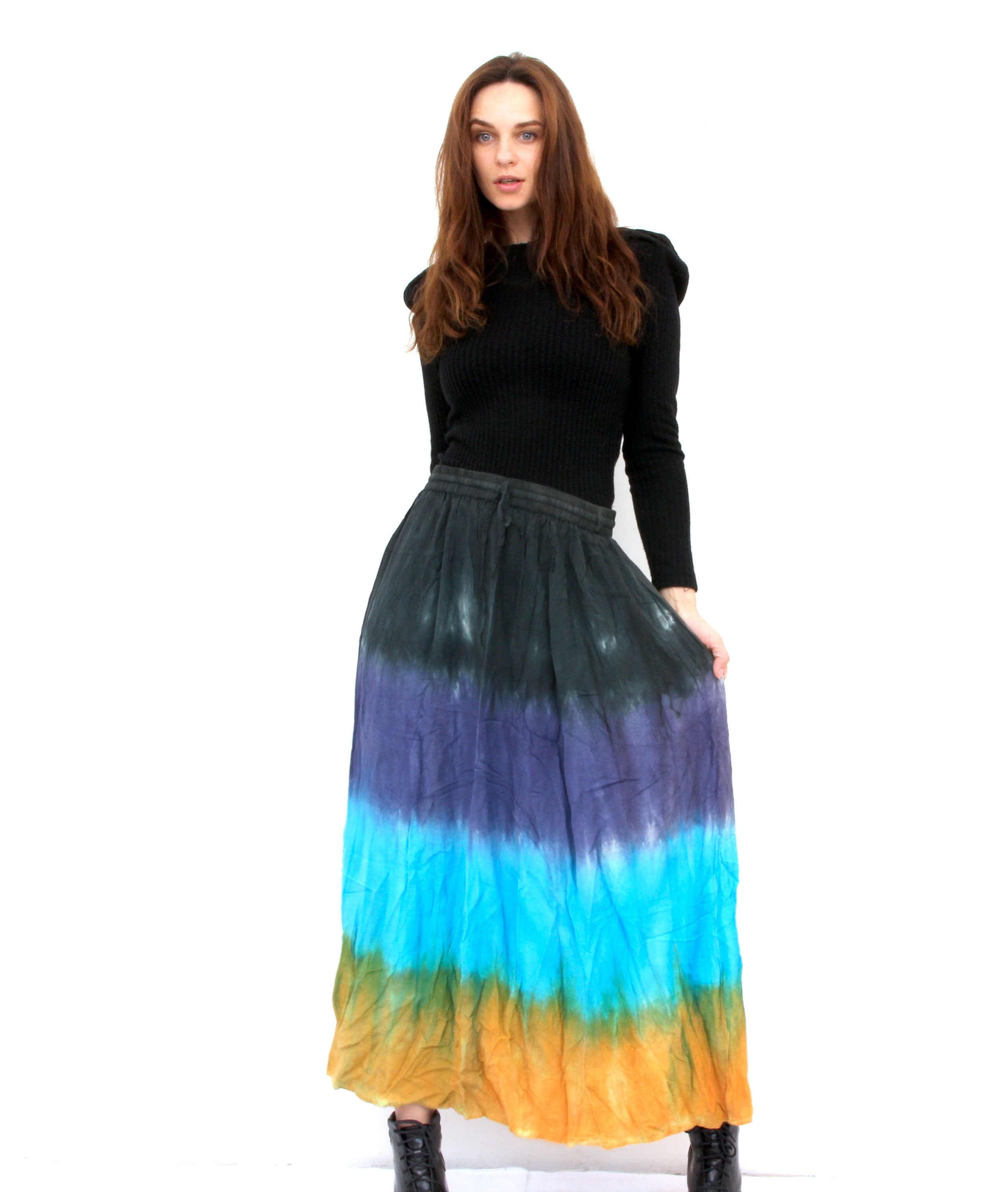 rainbow boho skirt