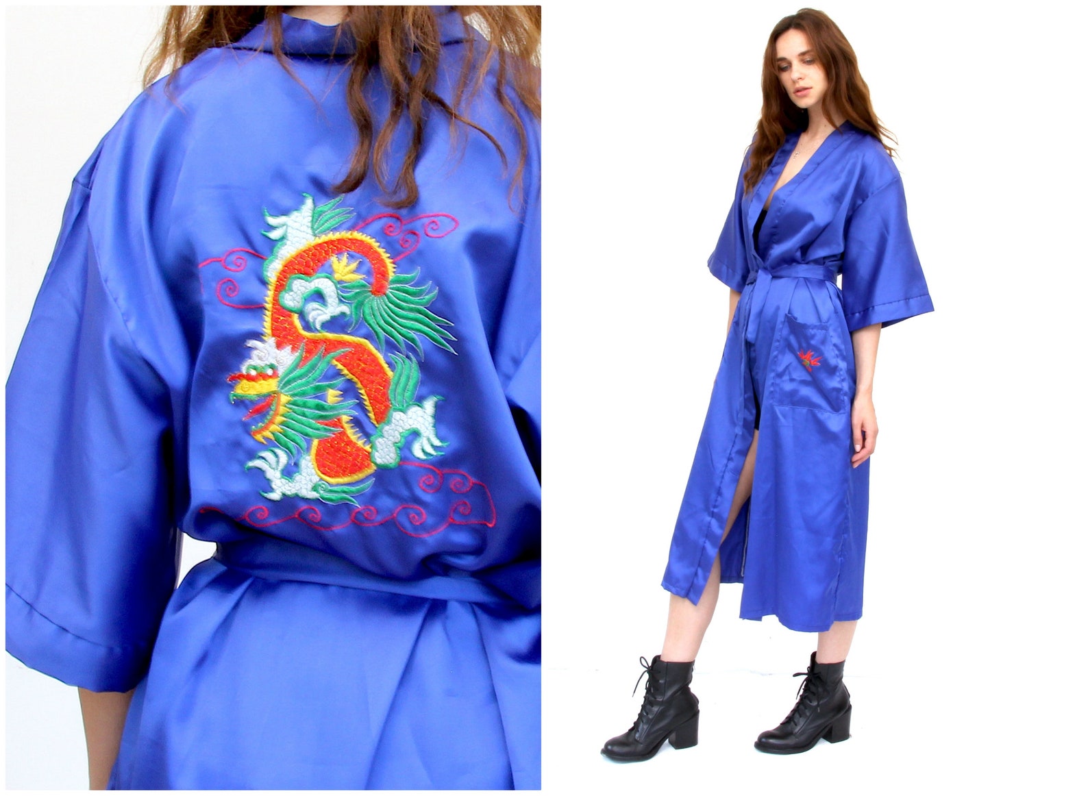 Chinese Dragon Robe Oriental Embroidered Robe Traditional | Etsy