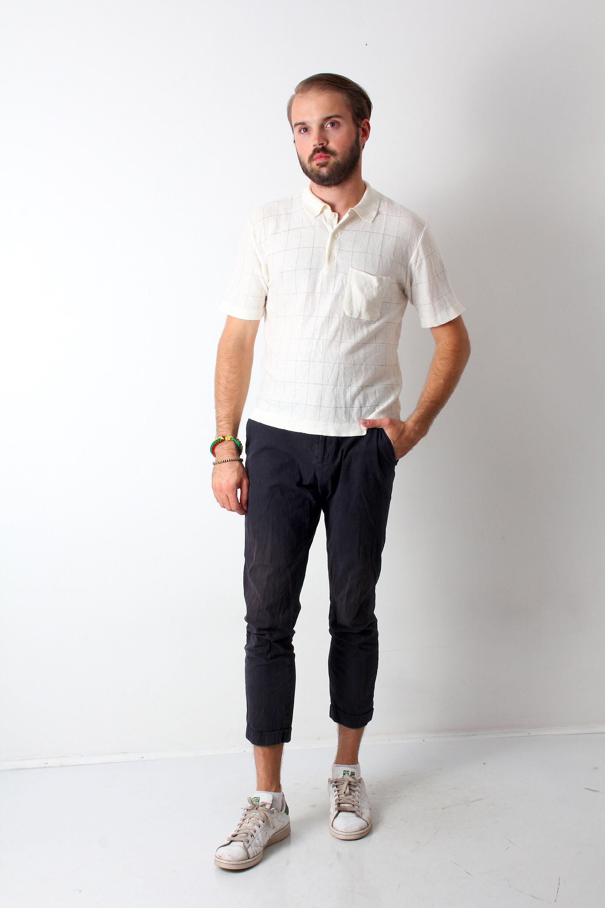 Download 80's Vintage Checkered T-Shirt Short Sleeve Men's Front ...