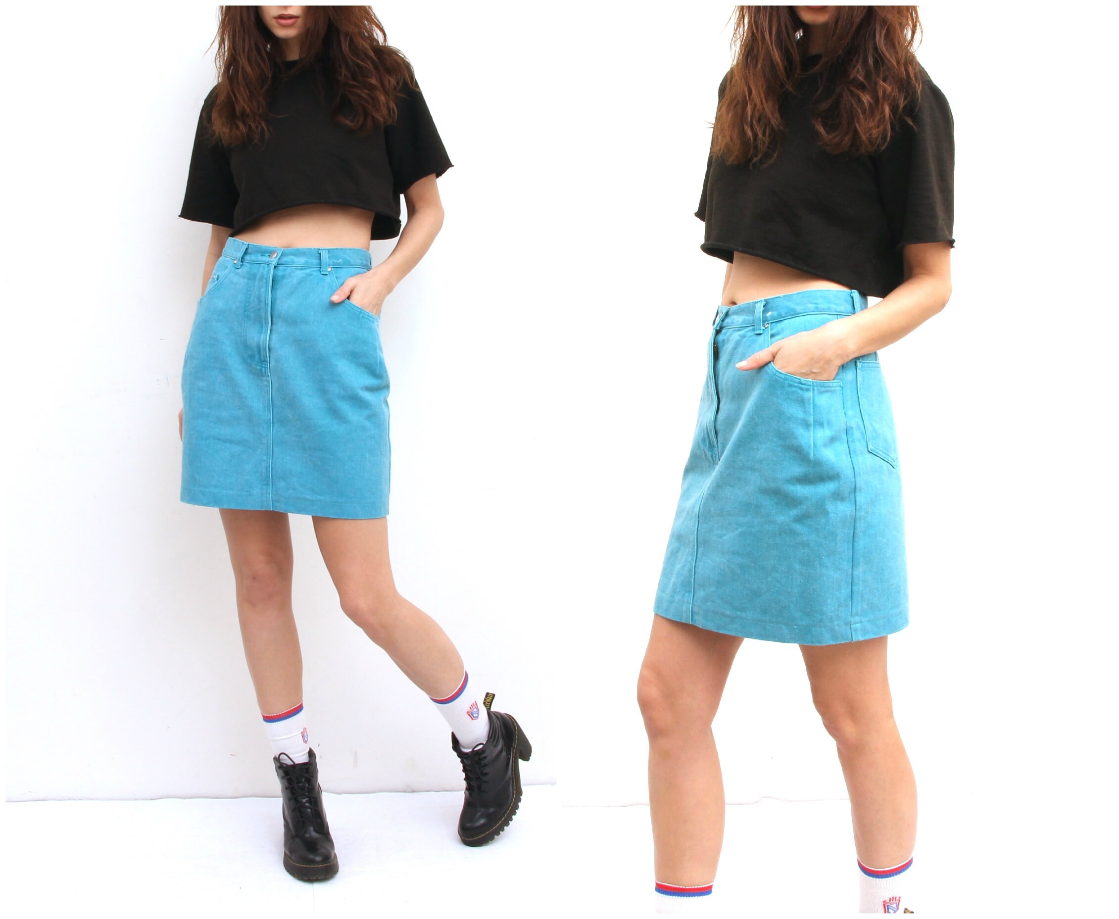 denim skirt 80's fashion