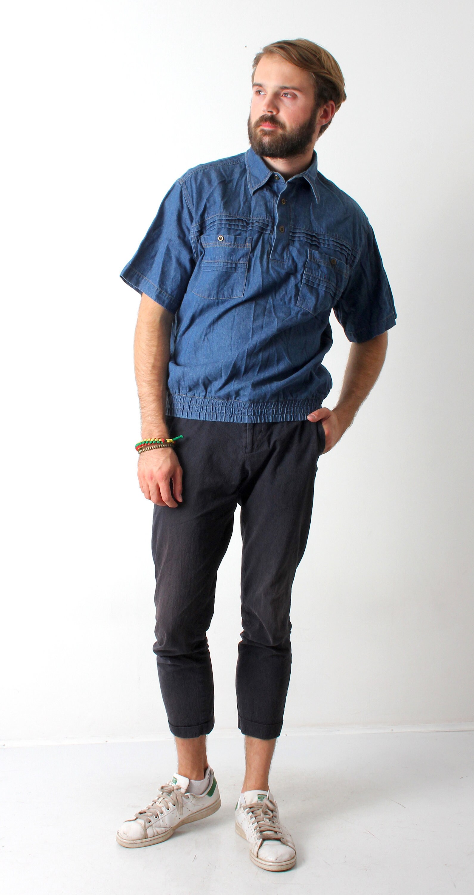 polo shirt and bomber jacket