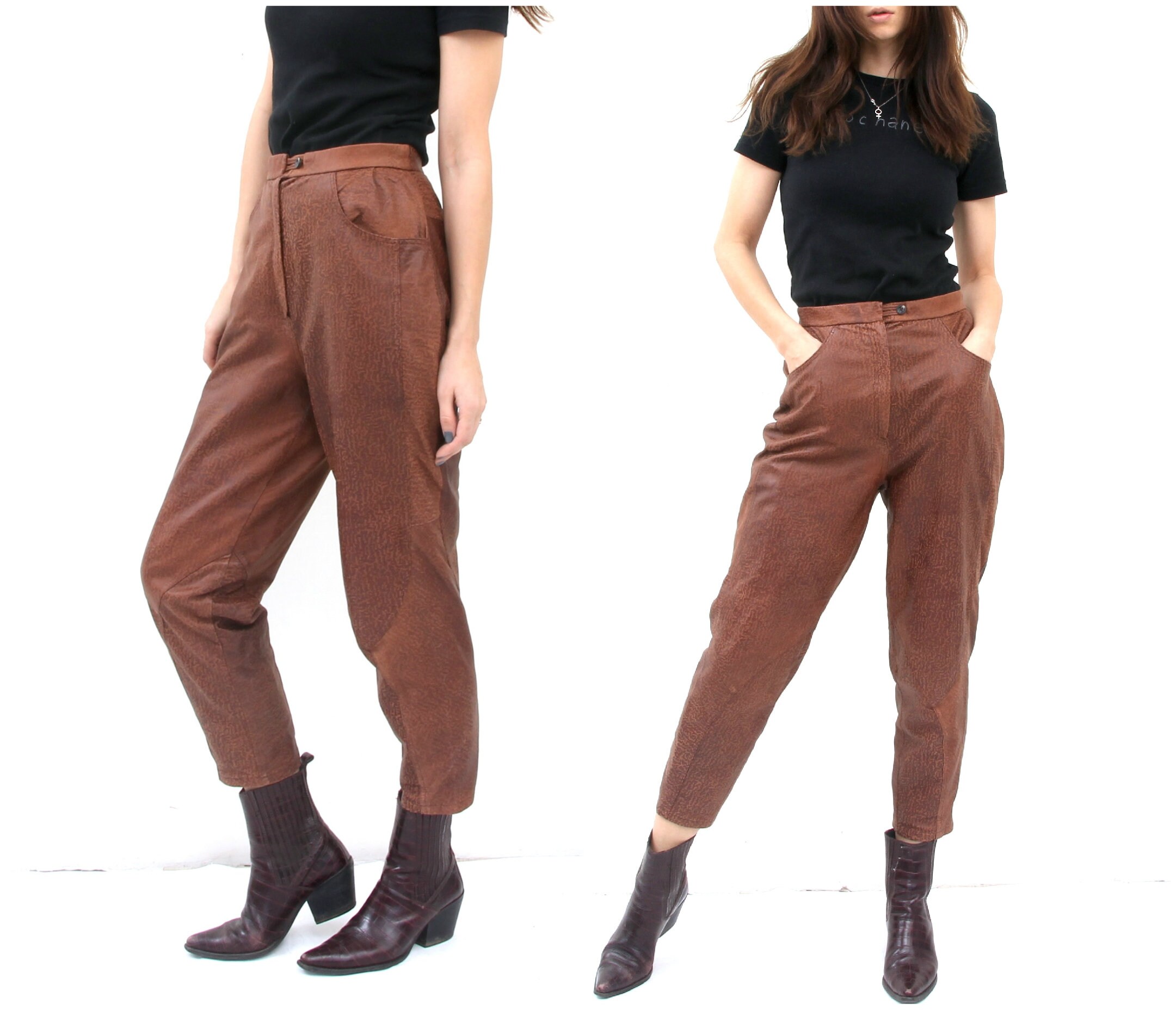 leather boyfriend trousers