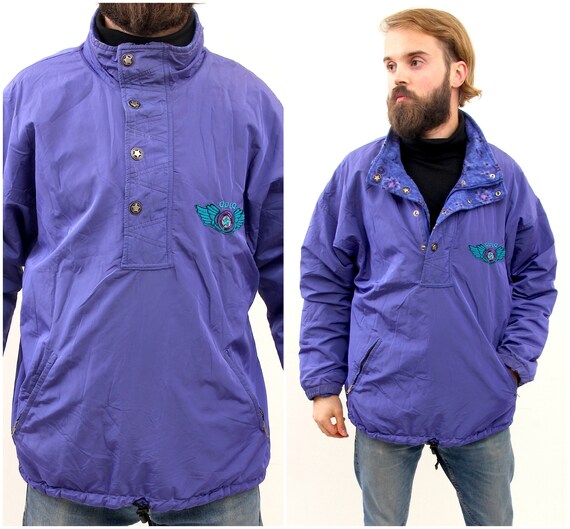 Warm Winter Ski Jacket Purple Button Up Snow Jacke