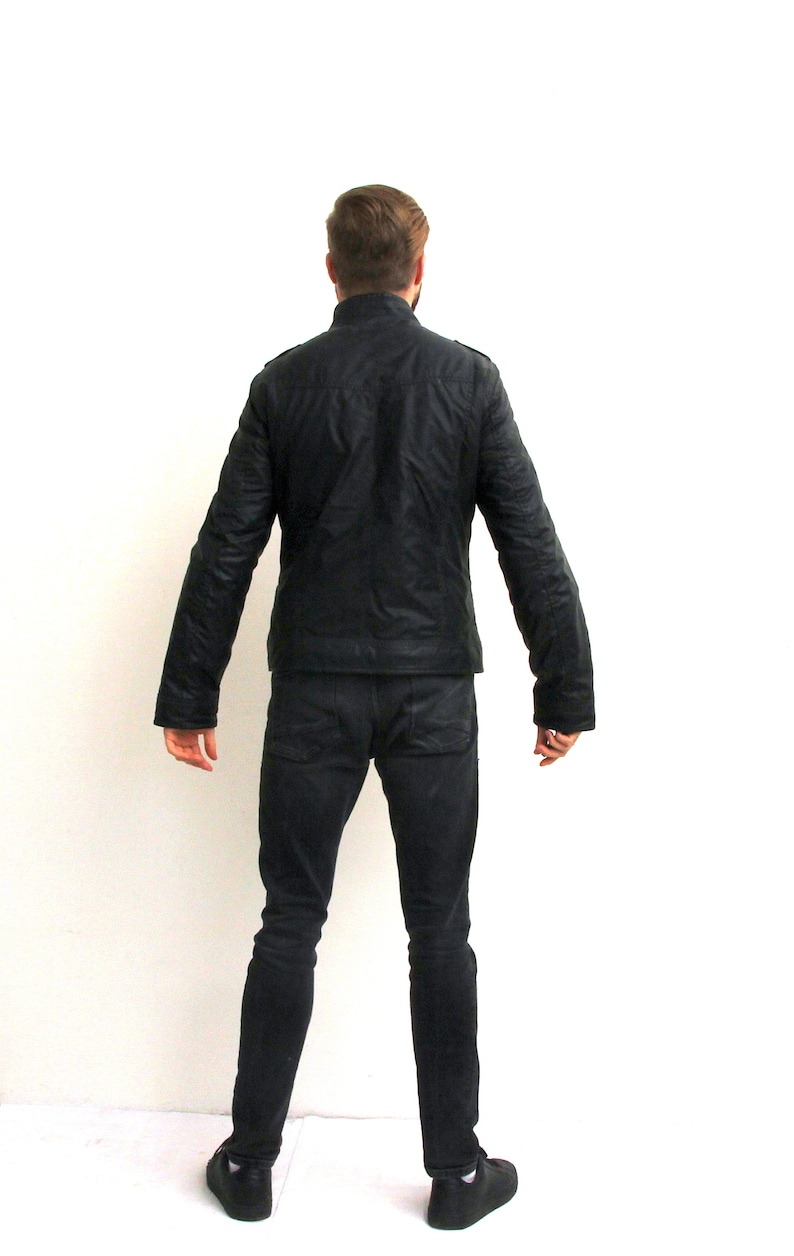 Fitted Biker Jacket Black Jacket Man Minimalist Jacket Spring Jacket M