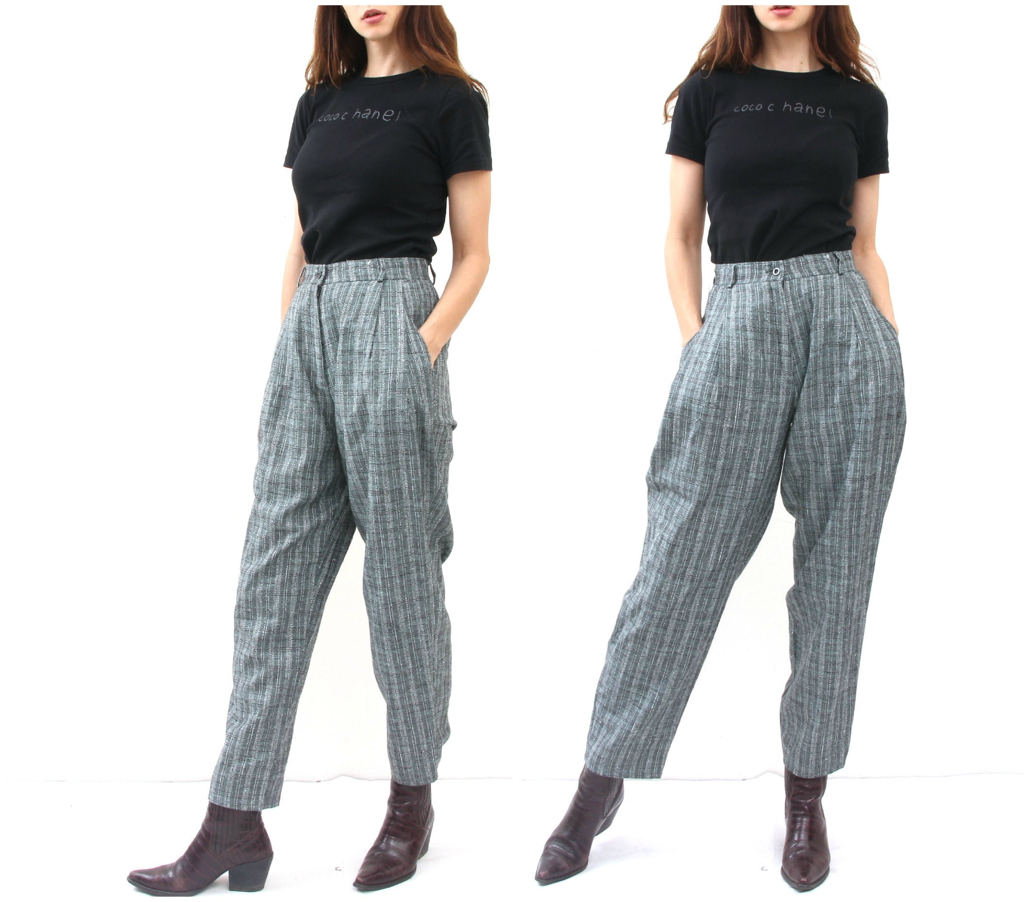 high waisted peg pants
