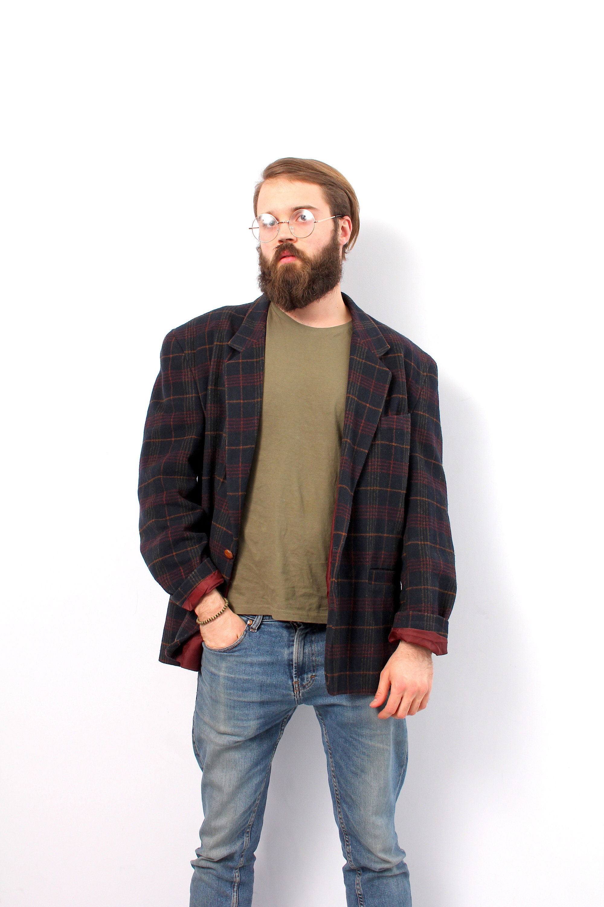 mens plaid blazer vintage
