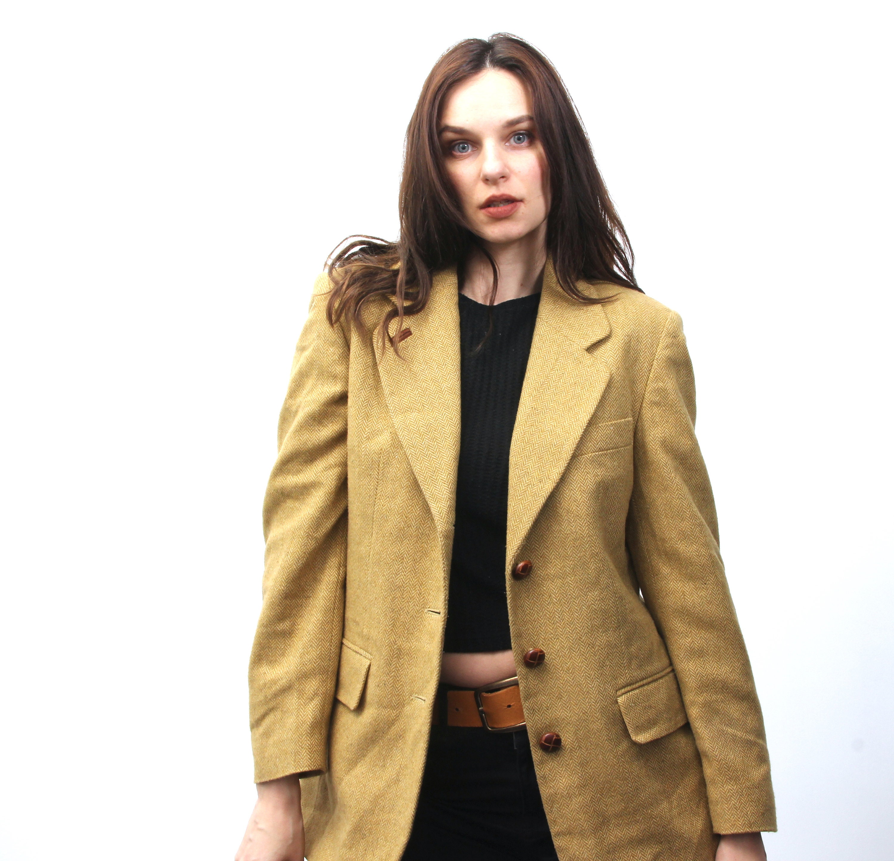 Mustard Wool Jacket Vintage Suit Jacket Tweed Jacket Spring Etsy