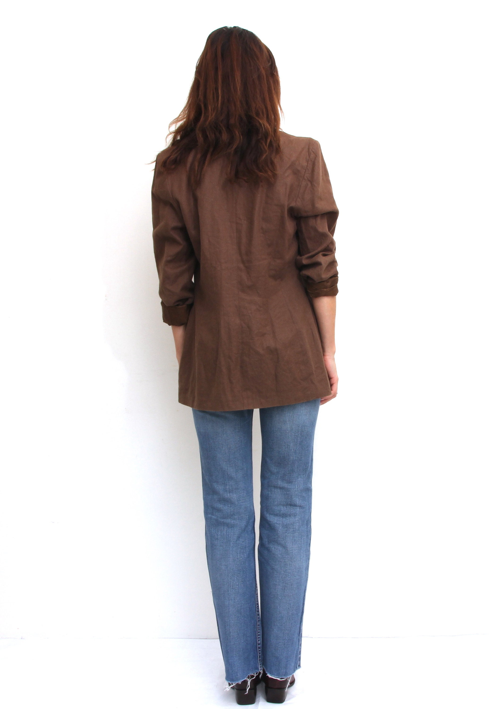Brown Linen Jacket For Women Vintage Classic Jacket Formal Etsy