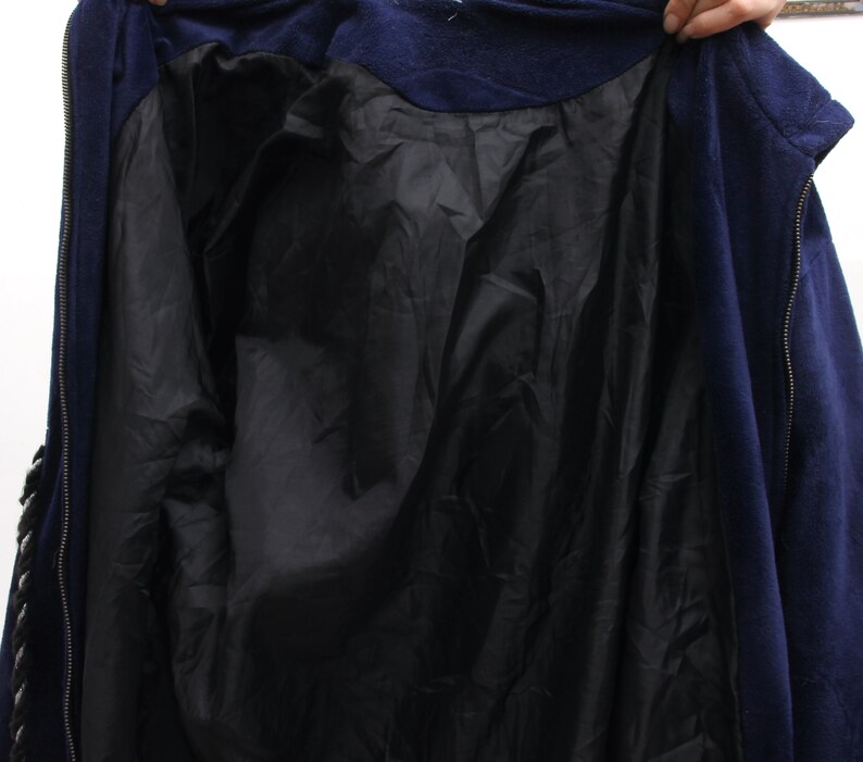 Deep Blue Pom Pom Tie Waist Jacket Loose Minimalist Waisted Jacket For Women XL XXL