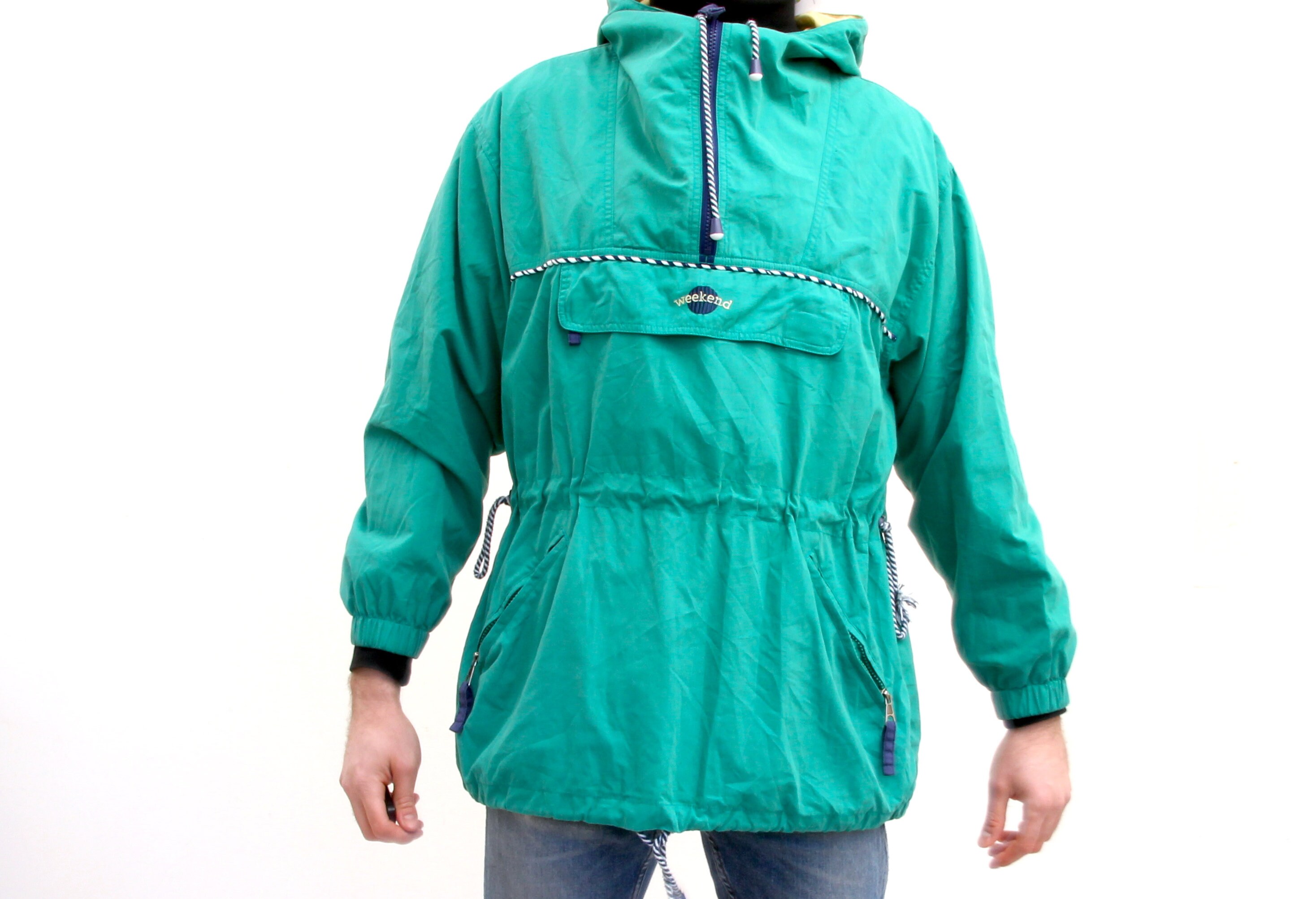 Kangaroo Pocket Green Windbreaker Half Zip Unisex Sport Jacket Etsy