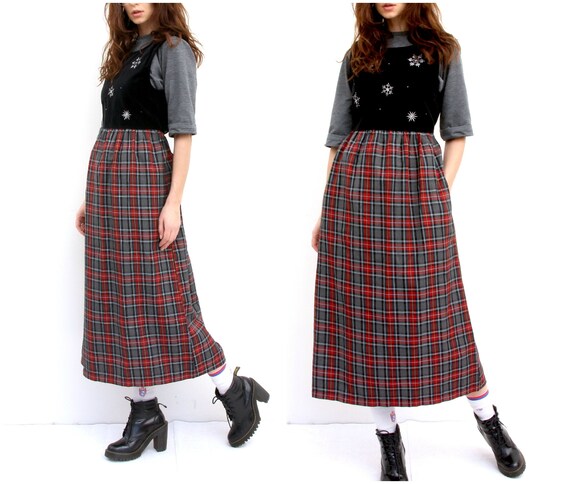 Vintage Apron Style Dress Plaid Sleeveless Dress S