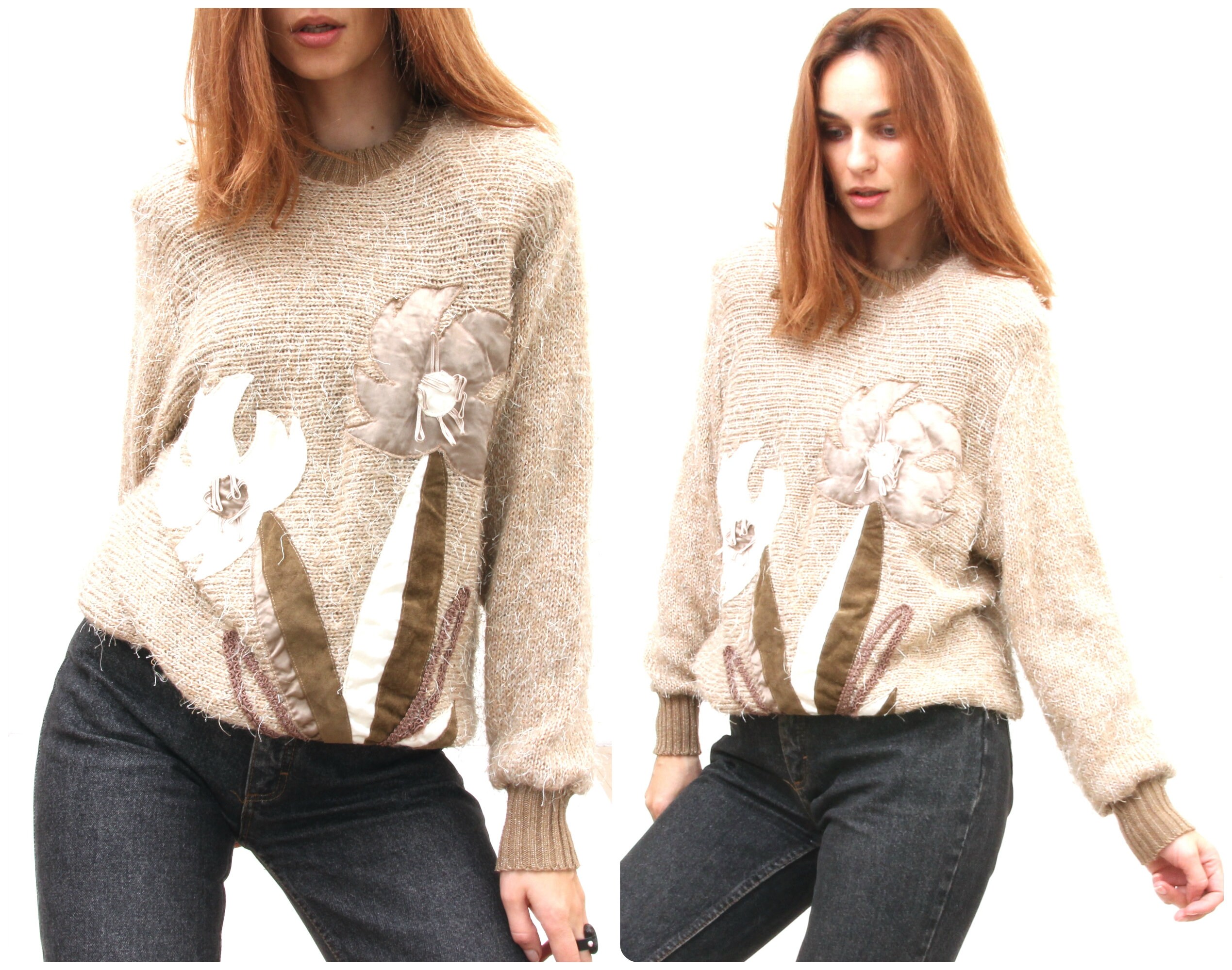 fuzzy beige sweater