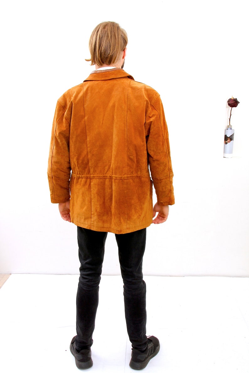 Woman Tan Brown Suede Jacket Button Down Slim Fit Casual Coat M