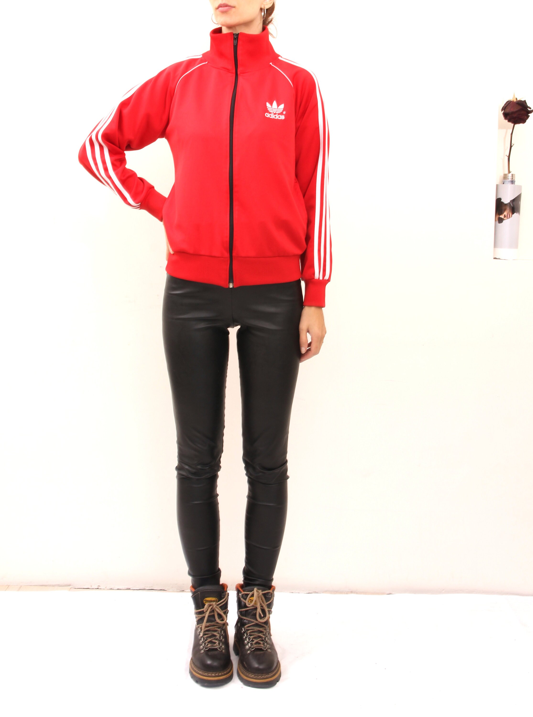 adidas slim jacket red