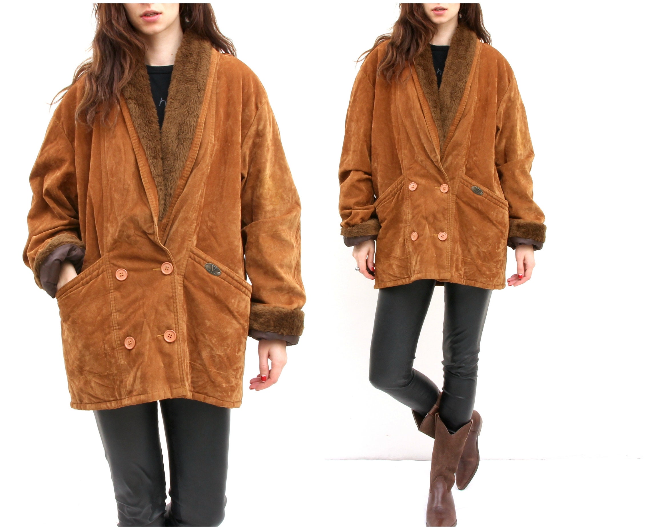 suede and sherpa coat
