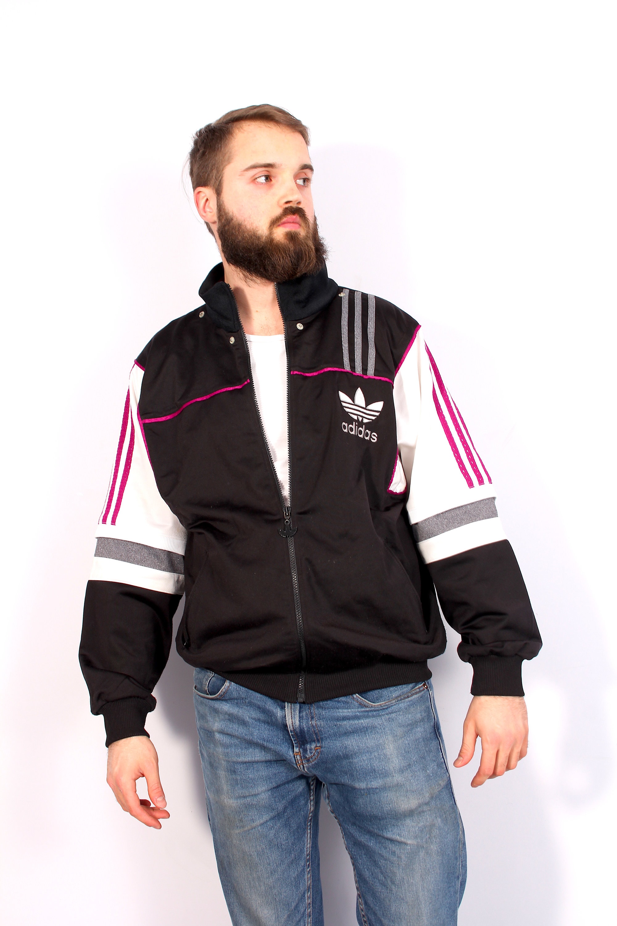 ADIDAS Vintage Unisex Tracksuit Colour Block Sports Track Jacket M L