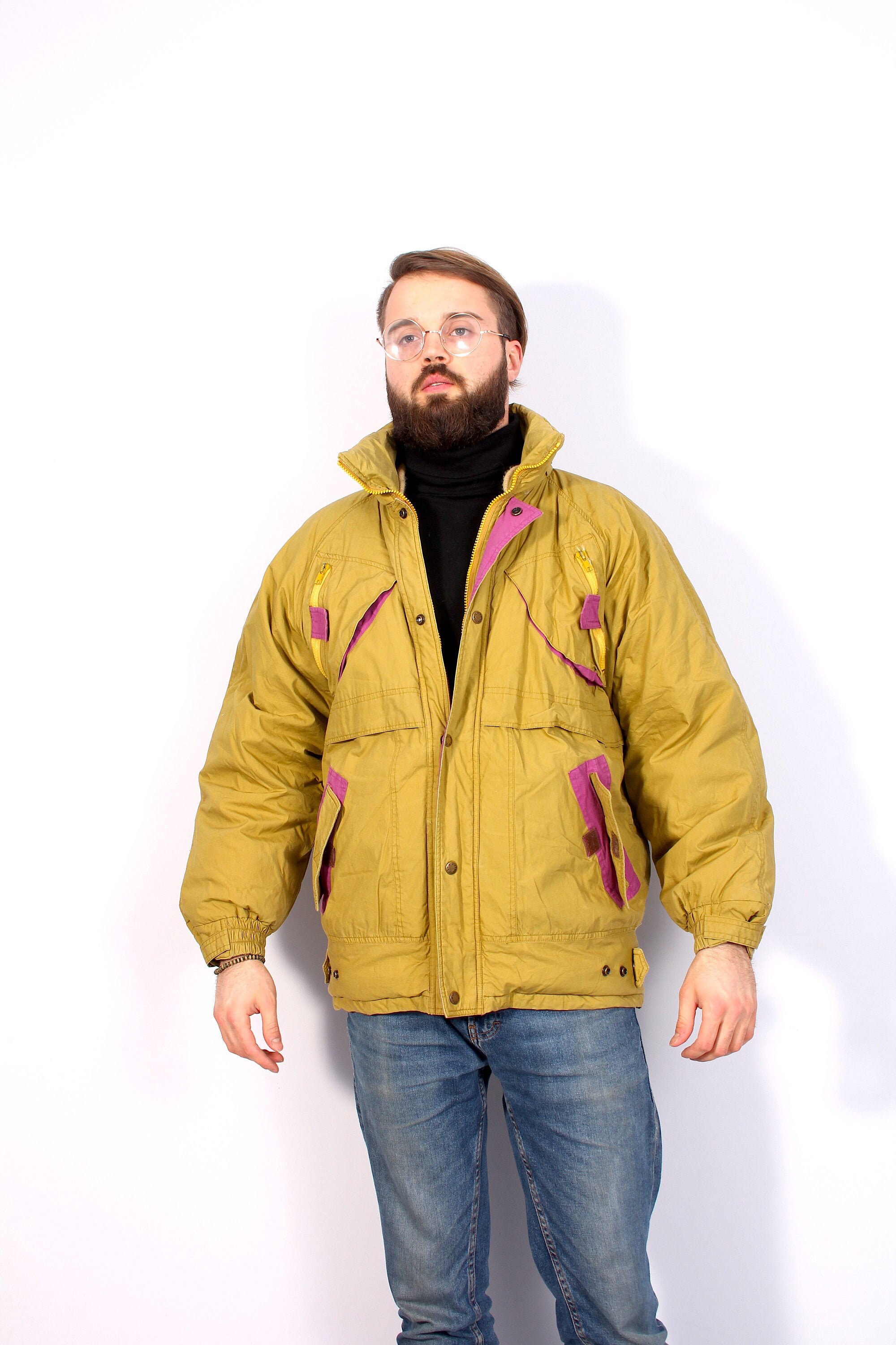 mustard down jacket