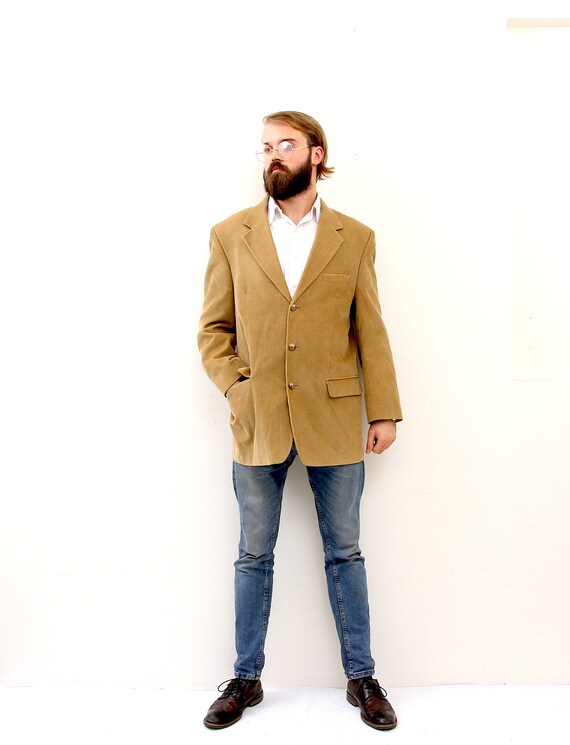 Corduroy Beige Wedding Blazer Premium Suit Men Jac