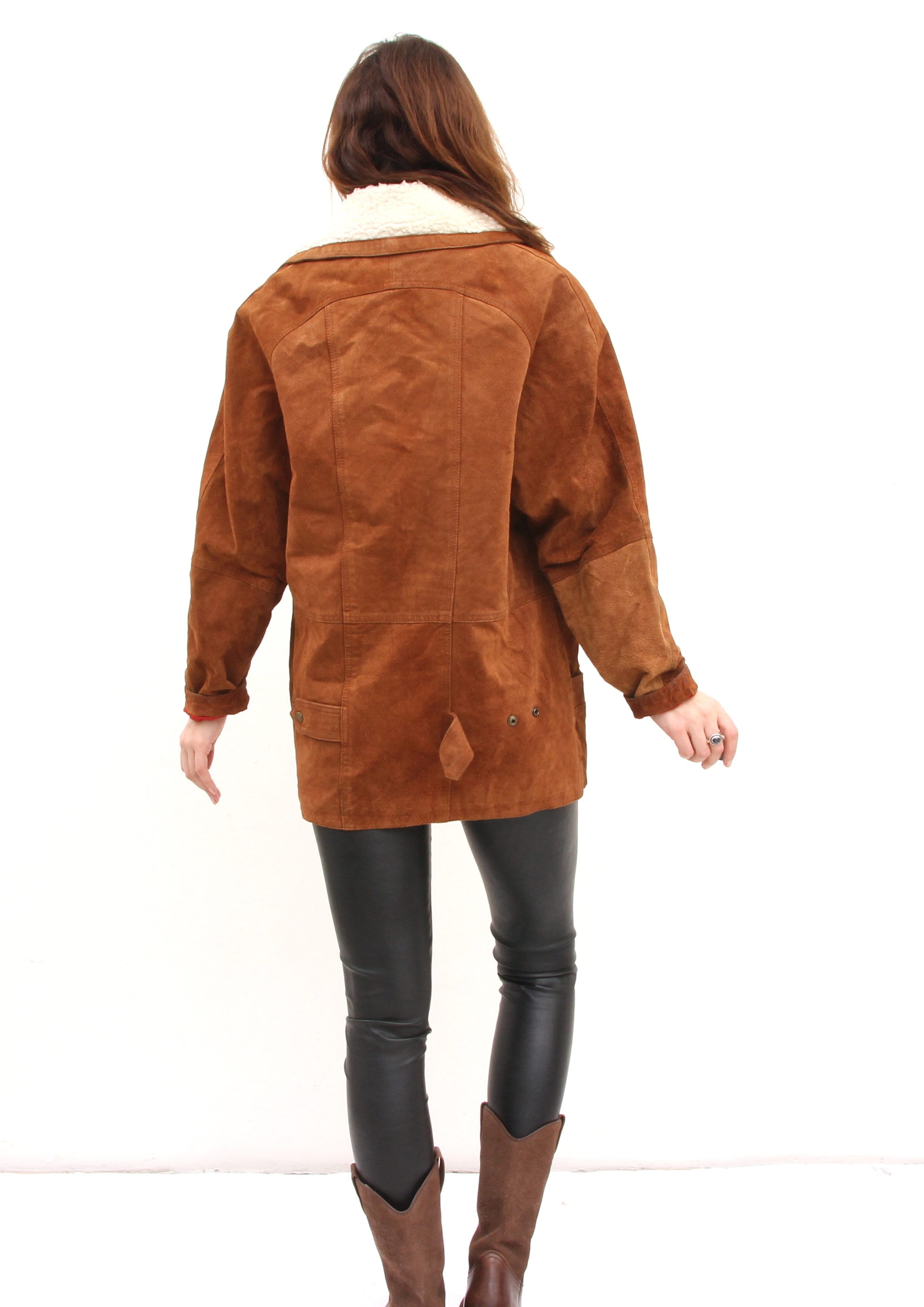 suede and sherpa coat