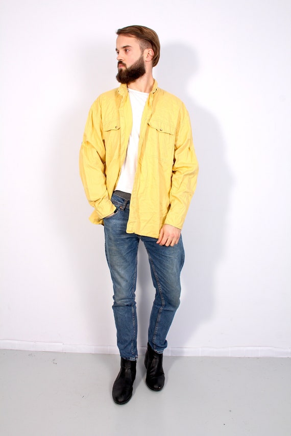 yellow denim shirt mens